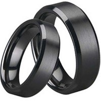 Black Tungsten Carbide Couple Wedding Band Ring