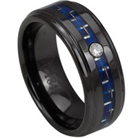 Black Tungsten Carbide Ring With Carbon Fiber