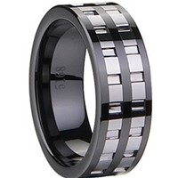 Black Tungsten Carbide Ring With Ceramic