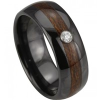 Black Tungsten Carbide Ring With Wood