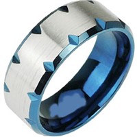 Blue Titanium Wedding Band Ring