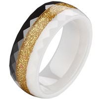Ceramic Faceted Three Color Ring