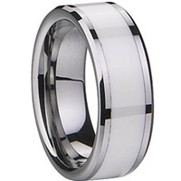 Tungsten Carbide Band Ring with Ceramic