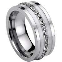 Tungsten Carbide Eternity Ring with Ceramic &amp;amp; Cubic Zirconia