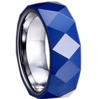 Tungsten Carbide Faceted Wedding Band Ring