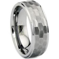 Tungsten Carbide Hammered Wedding Band Ring