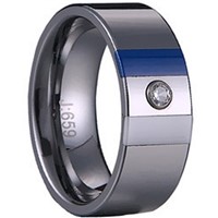 Tungsten Carbide Ring with Ceramic &amp;amp; Cubic Zriconia