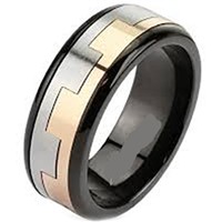 Tungsten Carbide Three Tone Puzzle Wedding Band Ring