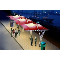 China Suppliers New UV Proof Bus Stop Parking Hot-Dip Tensile Membrane Structure Carport Shade