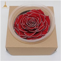 Grade A Real Touch Wedding Flowers with Glitter Colors Preserved Roses