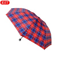 RST Real Star Polyester Check Cheap Three Folding Tartan Umbrella In Singapore