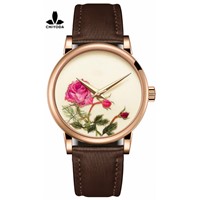 CHIYODA Men's Stylish Embroidery Watch with Gold Case - Embroidery 02