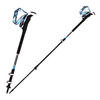 PIONEER 99% Carbon Fiber Adjustable Walking Sticks 3 Sections Lightweight EVA Handle Retractable Hiking Pole - Blue Set