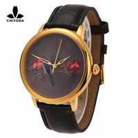 CHIYODA Men's Stylish Embroidery Watch with Gold Case - Embroidery 06