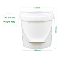 White Round Food Grade Ice Cream 2.5 Liter Plastic Bucket with Lid &amp;amp; Handle