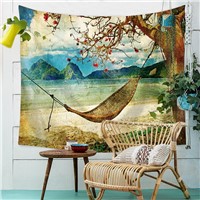 Village Coco Tree Sea Wall Cloth Hanging Bedspread Beach Towel Yoga Picnic Mat Cheap Beautiful Tapestry
