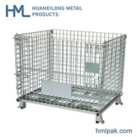 American Industrial Material Handling Stackable Welded Steel Transport Metal Wire Mesh Pallet Cage with Forklift