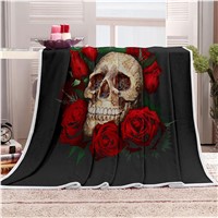 Nap Blanket Cozy Velvet Plush Throw Blankets Floral Skull Modern Line Art Sherpa Blanket Unit Price $6.77
