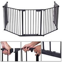 Fireplace Fence Baby Safety Walk-through Door, Metal Fire Gate/Wide Barrier Gate Pets Dog Cat Christmas Tree Fence