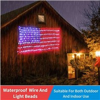 American Flag 390 LED String Lights Large USA Flag Outdoor Lights Waterproof Hanging Ornaments for Independence Day