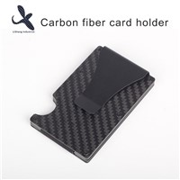 Card Holder Solid Business Credit Card Id Holder Carbon Fiber Mini Wallet with Money Clip