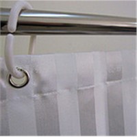 Polyester White Satin Stripe Shower Curtain