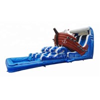 Pirate Ship Blue Crush Inflatable Slip N Slide with Pool