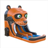 New Design Commercial Two Lanes Animal Bear Inflatable Water Slide with Pool