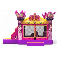 Pink Color Princess Inflatable Jumping Combo Bouncer with Slide Kids Backyard Bounce House