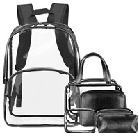 Hot Sale 6 in 1 Clear Transparent PVC Backpack Waterproof Portable Backpack with Cosmetic Bag Travel