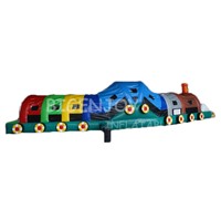 Inflatable Train Obstacle Course Inflatable Callenge Tunnel Games for Kids