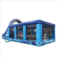 Adult Kids Interactive Tunnel Race Challenge Wood Jumping Bouncy Assault Course Cheap Inflatable Obstacle Course Equipme
