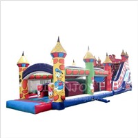 Tunnel Race Challenge Bouncy Assault Course with Slide Giant Inflatable Obstacle Course Equipment for Kids
