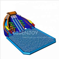 Outdoor Inflatable Park with Water Pool Blower up Water Slide with Big Pool