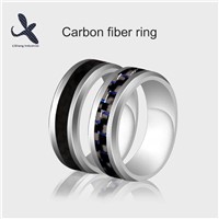 Simple & Stunning Real Carbon Fiber Inlay Ring Tungsten Carbon Fiber Wedding Ring Size #678910