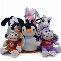 Customized Creative New Cute Animal Penguin Spotted Dog, Monkey, Rabbit & Cow Plush Toy Dolls Machine Bag Pendant