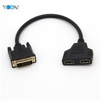 DVI Male 24+1 Pin to Dual HDMI Female Splitter Cable