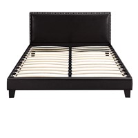 Espresso Color Queen Size Leather Bed