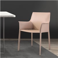 Modern Saddle Skin Dining Chair, Recycled Leather Regenerated Leather Armchair, Color Optional.