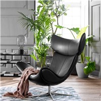Replica Italian Style Leisure Leather/PU Accent Relaxing Chair with Different Chrome Legs