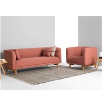 Simply Living Room Furniture Fabric Sofa Set Design with Natural Wooden Legs