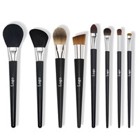 Factory Supplier Customized 8pcs High Quality Cool Black Makeup Brush Set OEM Custom LOGO