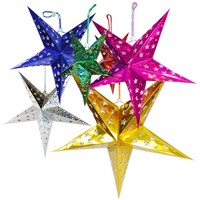 45CM Hanging Christmas Paper Star Lantern Pattern with LED Candle