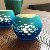 Round Electroplating Ball Shape Candle Holder with Fish Decoration for Home Decor