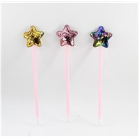 Novelty Plastic Ball Pen Star Decor with Glitter Surface Two Sides for Boutique School Suppliers