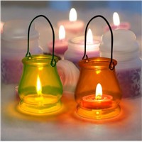 Glass Hurricane Lamp Hanging Glass Candle Jar Glass Container for Wax, Tealight, Votive