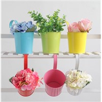 Metal Flower Pot Balcony Garden Planter Iron Hanging Flower Barrel