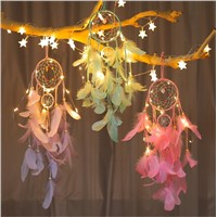 Popular Handmade Indian Dream Catcher Feather with LED Light Home Decoration