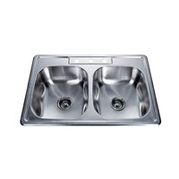 33X22" Satin Double Bowl Stainless Steel Sink