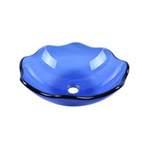 Bathroom Lotus Shape Blue Semi-Transparent 12'' 14'' 16'' above Counter Vessel Vanity Sink Bowl